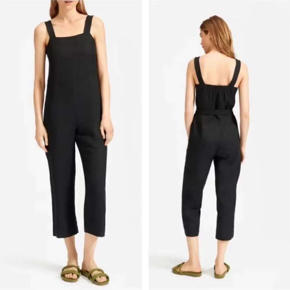 Everlane Linen Jumpsuit in Washed Black Size 4